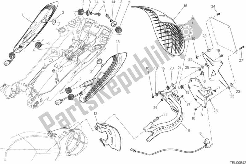 Tutte le parti per il 27a - Portatarga - Fanale Posteriore del Ducati Diavel Titanium 1200 2015